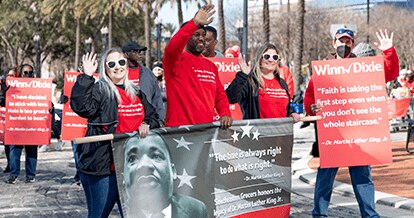 Group of volunteers at the Dr. Martin Luther King, Jr. Memorial Foundation Holiday Grand Parade.
